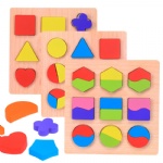 Wooden Toys Montessori Color Math Shapes Geometric Puzzles